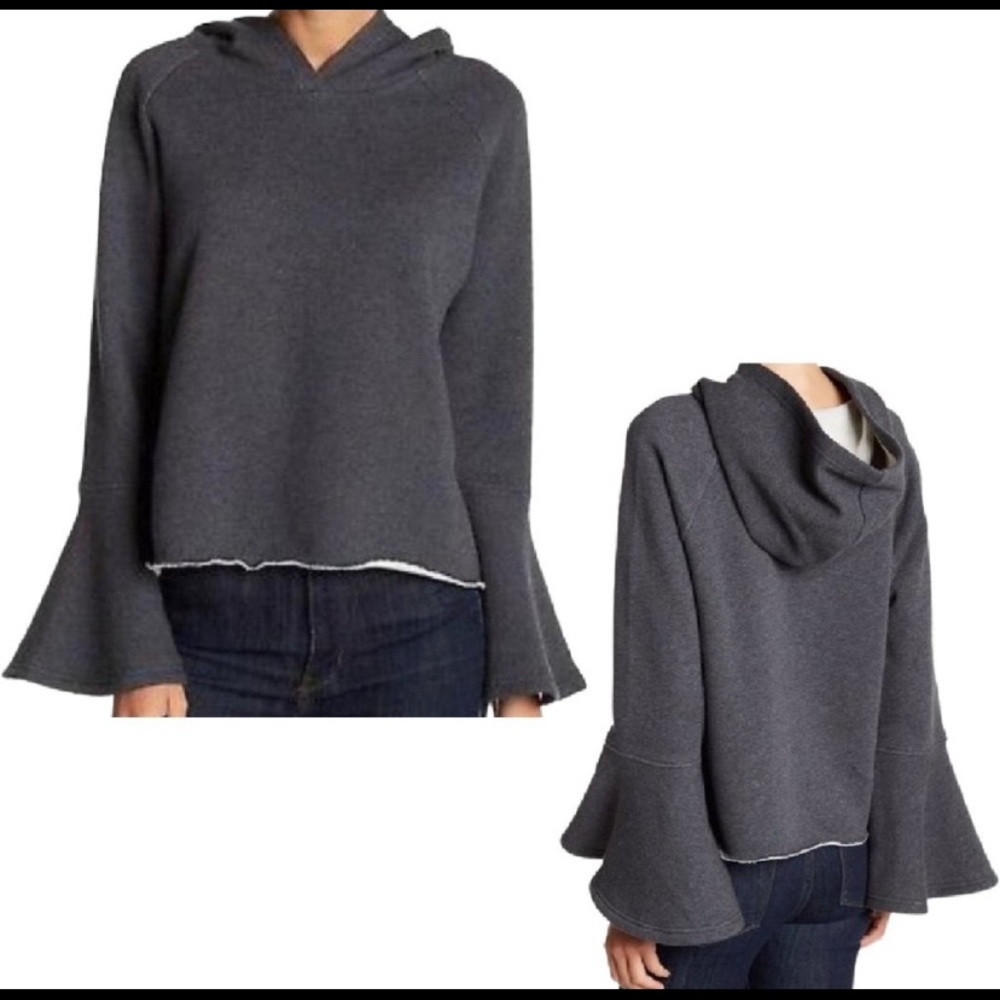 MELROSE and MARKET BELL SLEEVE CROPPED HOODIE SWEATSHIRT